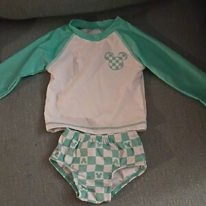Green and White Baby Swim Wear